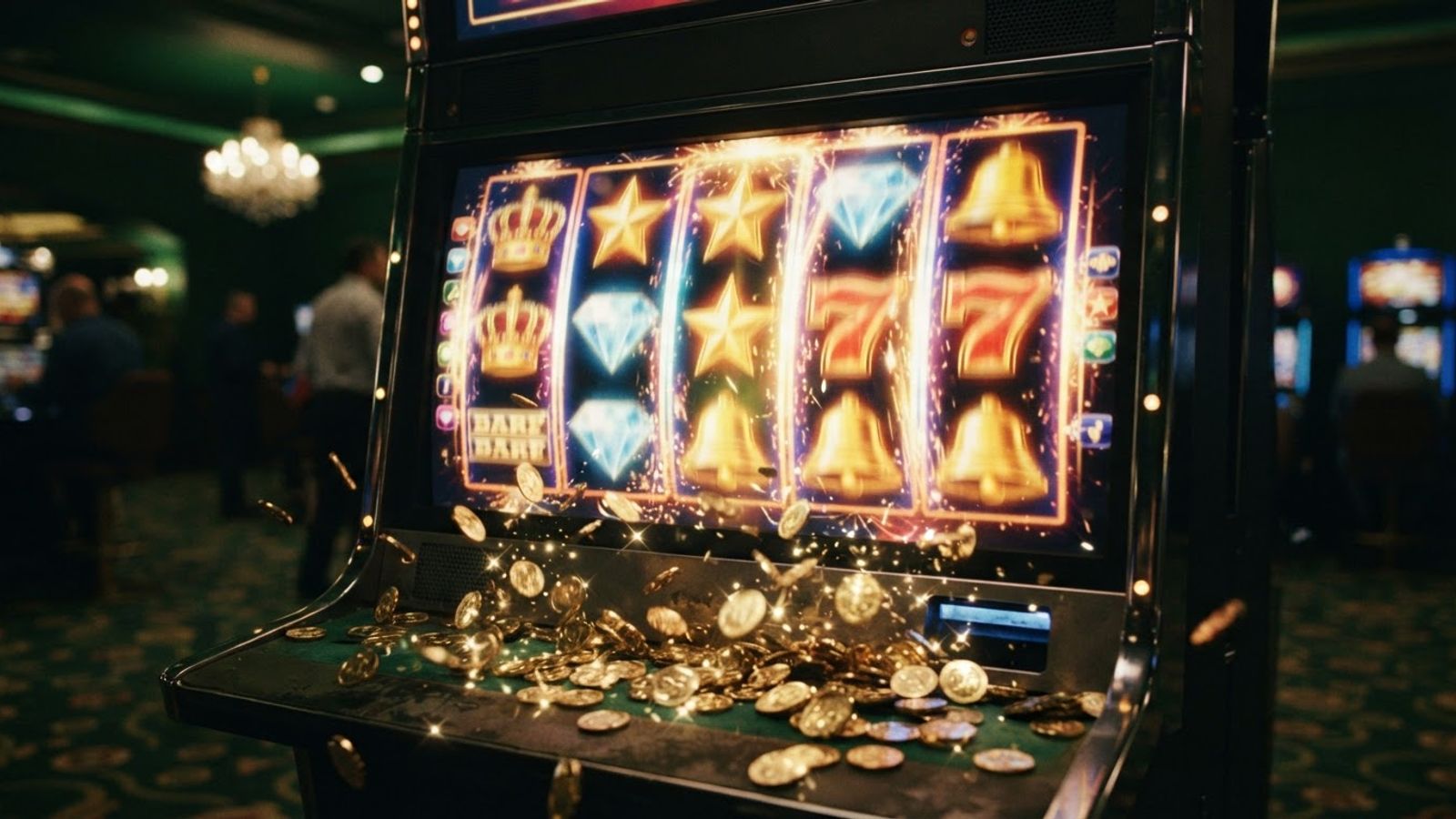Rouleaux de machine à sous dorés en mouvement